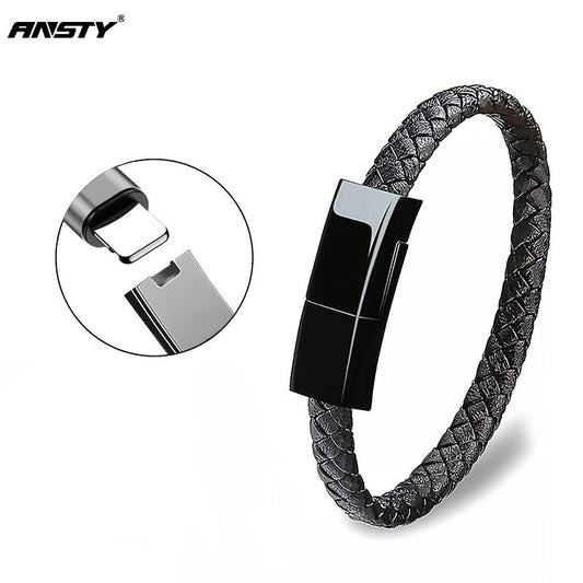 ANSTY Portable Leather Charger USB Cable Bracelet