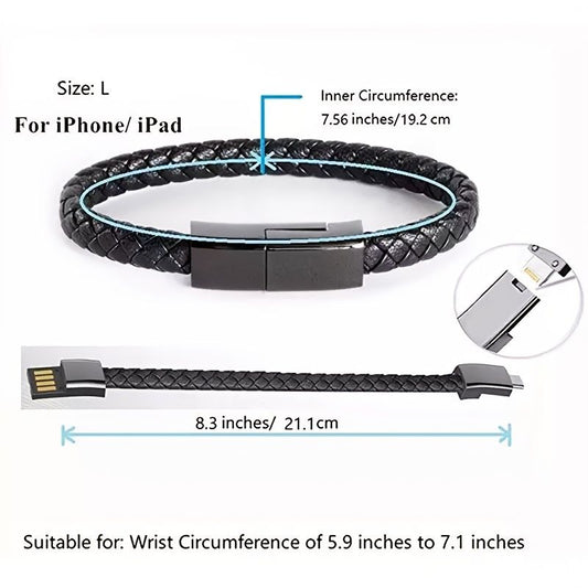 ANSTY Portable Leather Charger USB Cable Bracelet