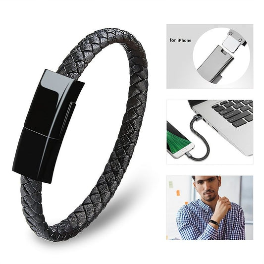 ANSTY Portable Leather Charger USB Cable Bracelet